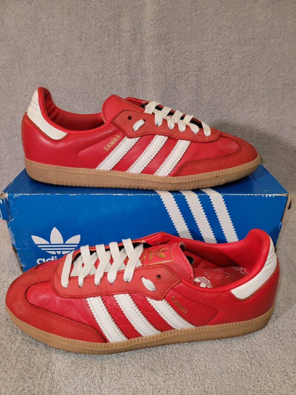 Adidas Samba Women's Size 7 OG Red White Tan Gum Sneakers IE6524  (#2156)